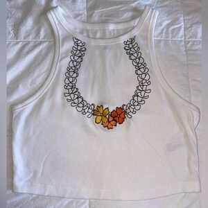 Kia Threads Cropped Hand Embroidered Puakenikeni